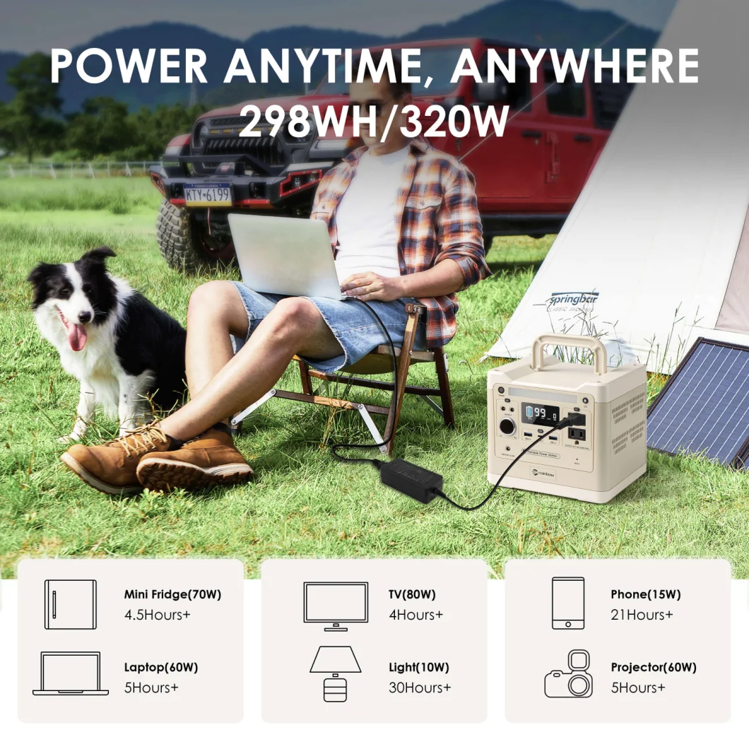 110V 220V 320W 298wh LiFePO4 Battery Portable Power Station