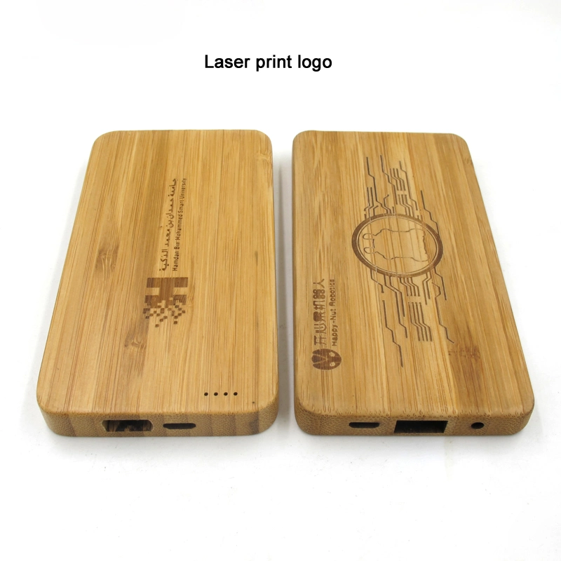 Custom Engrave Logo Lithium Battery Wooden Bamboo Portable Power Bank 8000mAh