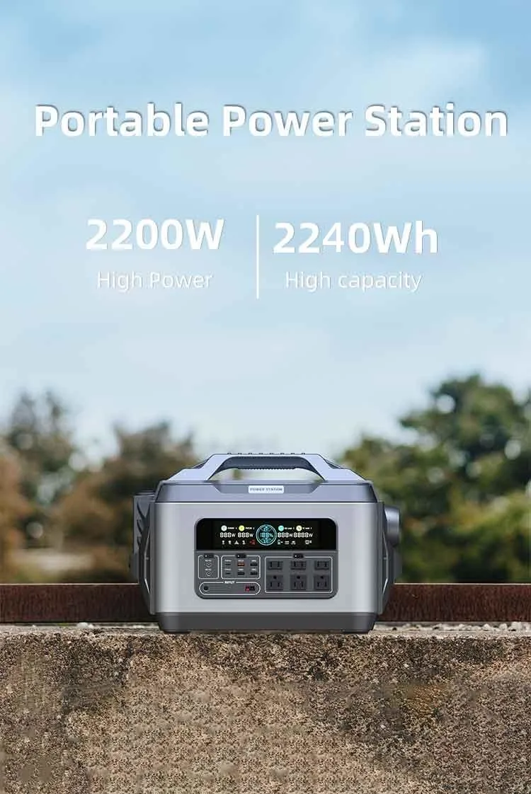 Outdoor 110V / 230V Pure Sine Wave Solar Generator Lithium Battery Portable Power Station 2200W