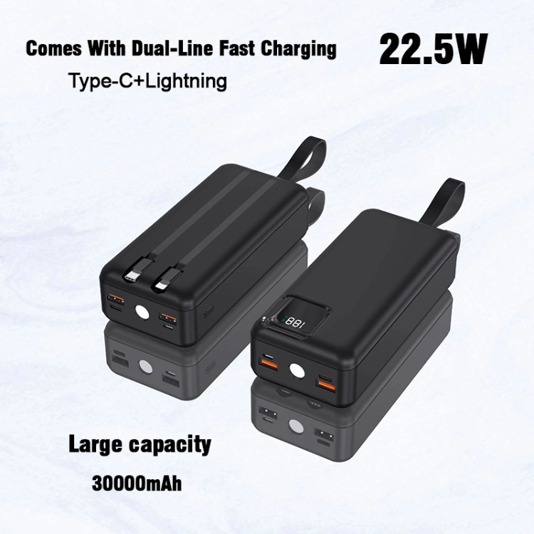 Large Capacity 30000mAh Outdoor Camping Power Bank with Flashlight Fast Charging Portable Power Station